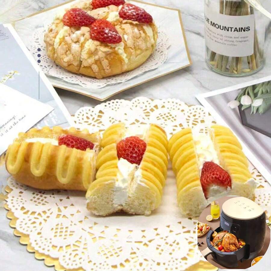 Lace Oil Absorbing Paper Pad, Cake Specific Paper Pad, Fried Baked Goods, Kitchen And Household Circular Flower Base Paper (One Pack Of 25 Small Stacks And One Small Plate Of 4 Sheets) - Multicolor - View 1