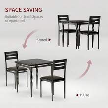 3 piezas Negro Juego de mesa de comedor con 2 sillas, patas en espiral, diseño moderno y ahorra espacio para comedor, apartamento y cocina - Negro - Ver 6