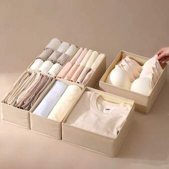 6/3/1 pieza Cajas plegables de almacenamiento de ropa, organizadores de ropa interior, accesorios de almacenamiento estacional, almacenamiento de armarios y armarios, cestas de almacenamiento de cajones y dormitorios, suministros de regreso a la escuela, regalos del Día de San Valentín, ropa interior, almacenamiento de sombreros y calcetines, herramientas de almacenamiento de primavera