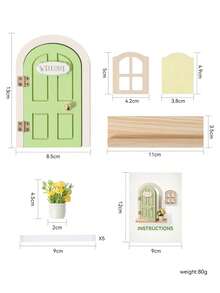 木质魔法仙女门，婴儿房及儿童房装饰，乡村风格摆件及挂饰，娃娃屋配件，夜光窗户，奇趣小门 - 彩色 - 查看 12