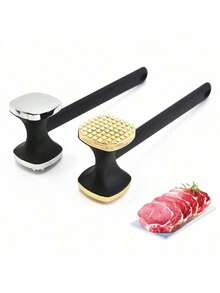 1 Piece Silver Hammer (Small Size) Double-Sided Square Meat Hammer Kitchen Tools Pork Chop Steak Hammer Western Food Utensils Meat Hammer, A Variety Of Styles Available - Multicolor - View 4