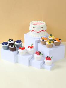 3/6件套可堆叠亚克力甜点展示架，白色长方形甜点盒，多种尺寸可选，适用于派对、自助餐、婚礼装饰、新娘送礼会、婴儿派对、生日派对、派对甜点展示，圣诞节和节日派对装饰的理想之选 - 白色方形 - 查看 8