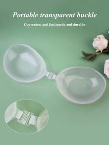 1件装女士纯色硅胶粘性文胸，薄衬垫聚拢乳贴，适合日常使用 - 無色 - 查看 12