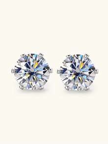 2 bông tai đính đá Moissanite 6 chấu cổ điển 0,1ct-3ct, bạc Sterling 925, thời trang và tối giản, phù hợp để đeo hàng ngày cho phụ nữ, cô dâu trong ngày cưới, kỷ niệm, quà tặng ngày lễ tình nhân - EH0105M - Xem 8