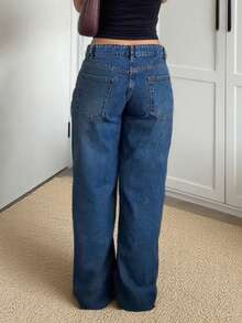 MYOURSA Low-Waist Y2K Casual Wide-Leg Jeans - Dark Wash - View 4