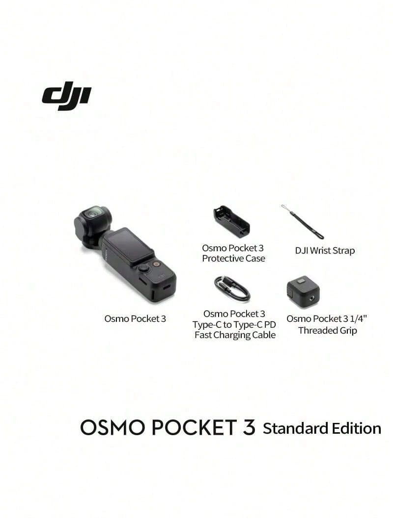 dji Osmo Pocket 3 Gimbal Camera bỏ túi 1 inch, cảm biến CMOS 1 inch, 4K 120fps, sạc 20 phút cho 2 giờ quay liên tục, lý tưởng cho chụp ảnh du lịch, quay phim, phát trực tiếp và làm vlog. Phiên bản tiêu chuẩn. - Phiên bản tiêu chuẩn - Xem 1