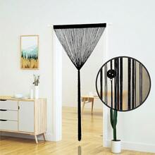 Beaded Curtain Door String Curtains For Doorway Tassels Beads Hanging Fringe Hippie Room Divider Window Hallway Entrance Wall Closet Bedroom Privacy Decor (39*79in/100*200cm, Beige),39inchWx79inchL(Packof1),Black - 黑色 - 查看 3