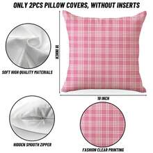 Pink Checkered Pillow Covers - Pack Of 2, Classic Plaid Gingham Throw Pillow Covers For Office, Living Room, Bedroom, Car, Sofa, Couch Decor,Pinkwhiteplaid03 - 粉紅白格子03 - 查看 3