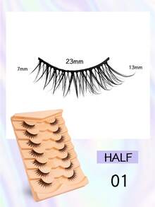 Colash 7 pares de pestañas postizas naturales desordenadas con banda transparente, con aspecto de ojos de gato, pestañas finas y alargadas en el extremo del ojo, tiras de pestañas postizas suaves y realistas, adecuadas para banquetes, salidas y reuniones - Negro - Ver 7