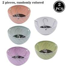 1/2 سلة معلقة بلاستيكية - تصميم بيضاوي مخطط، قوية ومقاومة للطقس للاستخدام الداخلي والخارجي، أصيص زهور معلق للحديقة والشرفة والفناء، مع سلسلة مرفقة، سطح مطلي مخطط للاستخدام الداخلي والخارجي - متعدد الألوان - مشاهدة 11