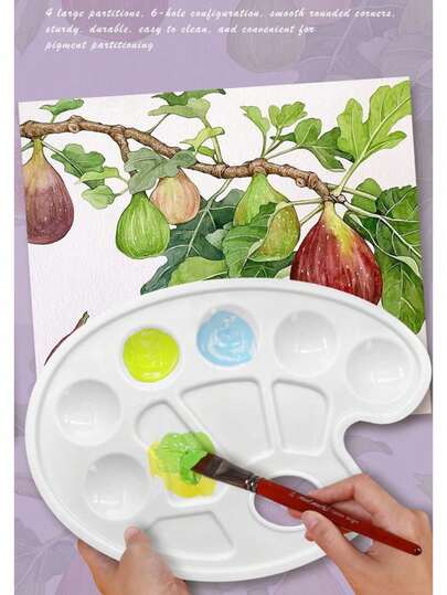 1pc Painting Palette, Art Supplies Handicraft Painting Palette, Face Painting Palette, Acrylic And Watercolor Painting Palette, Plastic Painting Palette. Note: Extra Large Size Approx. 22cm Long With Fish Mouth Design; Large Size Approx. 12cm Diameter Round.