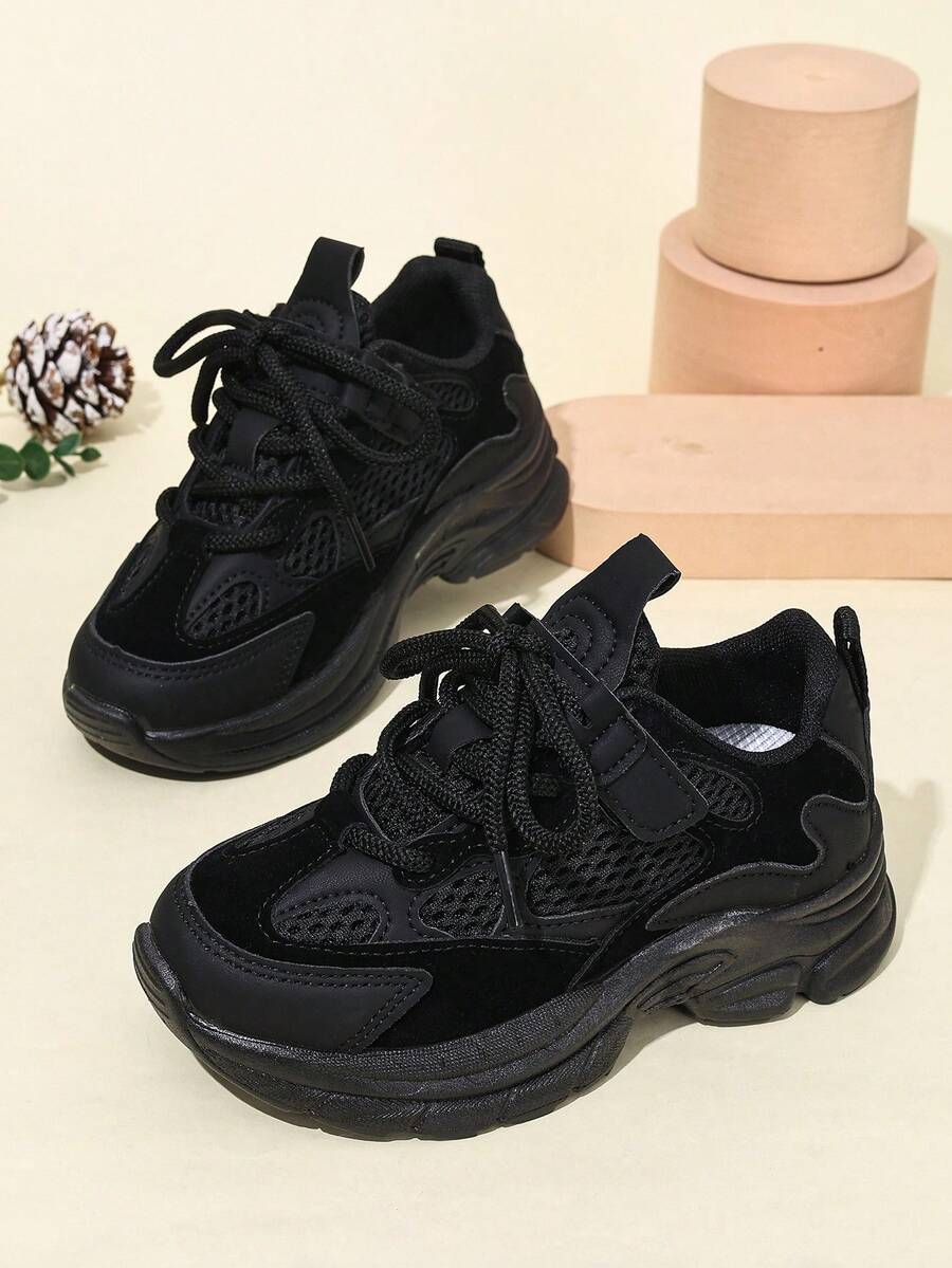 1 Pair Fashionable New Non-Slip Wear-Resistant Lightweight Soft-Sole Casual Sports Shoes, Suitable For Spring And Autumn - Black - View 1