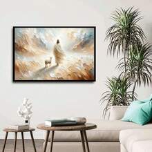 1pc Framed Canvas Poster, Religious Art Theme, Depicting God Leaving The Ninety-Nine Sheep To Find The Lost Lamb. Ideal Decor For Bedroom, Living Room And Hallway, Can Serve As Wall Art Or Seasonal Decoration To Add A Wintry Ambiance To Any Space. Jesus Themed Decorative Painting, Home Decor Poster, Room Decoration, Housewarming Gift. - Multicolor - View 7