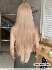 NAMM 28英寸金色超长层次感假发 - 超长合成直发假发，带刘海，优质柔软丝滑腰部耐热纤维全机编织假发，适合女性日常佩戴、角色扮演、节日派对等场合 - 樱花庆典魅力派对街头风摄影 - 女孩假发配件礼物 - 初学者无胶假发配件 - 金色 - 查看 3