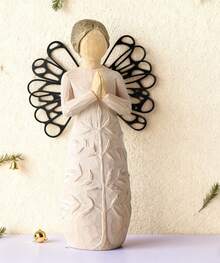 Resin Praying Figurine Decor - Festive Home Accent For Holiday Spaces,Suitable For Living Room Decoration, Christmas Home Decoration, Home Décor - 淺粉色 - 查看 2