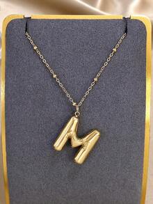 精致字母项链，女士字母吊坠，不锈钢链条，颈链，日常派对饰品，圣诞礼物 - 彩色 - 查看 7