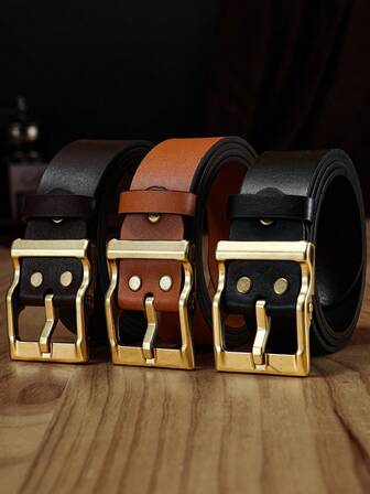 1件复古扣环腰带，适合青少年男孩，休闲百搭，可搭配牛仔裤