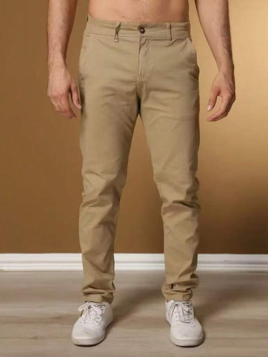 Men's TWILL Pants Sport Skinny Fit With Lycra Slim Jeans - Màu be - Xem 1