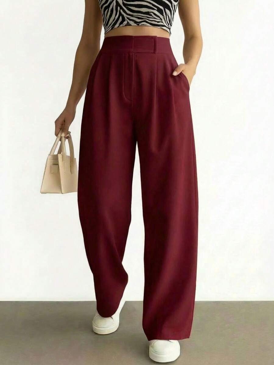 Women's Pants, High Waist, Flare, Flared, Casual, Modern, Elegant, Sophisticated, Palazzo Pants, High Waist, With Side Pockets, Romantic Fabric, Flare, Bell Bottom, Wide Leg, Sweatpants, Pants With Belt, Women's Jeans High Waist With Lycra Cotton Polyester Elastane, Premium Black Skinny Pants Women's High Waist With Lycra Elastane Black Jeans Black Twill Pants Women's Skinny Pants Crepe Mesh With Lined Belt High Waist Slim Quality, Women's Pants, Tailoring, Pantyhose, Crepe Pants, Jeans, Jogger, Denim Jacket, Linen, Women's Wide Leg Palazzo Pants, Monsca Zipper, Women's Jeans High Waist Up To The Navel With Elastane Lycra Women's Clothing, Wide Leg Pants, Duna Social Palazzo Pants High Waist With Elastic Loop Zipper And Button, Does Not Contain Lining, Women's Palazzo Pants With Pocket High Waist Super Fashion, Modal, Social, Elegant, Social, Blogger, Shows Off Her Butt, Dresses Really Well, - 酒紅色 - 查看 1