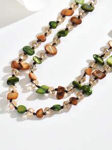 1 chiếc vòng cổ dài đính hạt hình vỏ sò cổ điển, phong cách Bohemian nhiều màu sắc bất đối xứng, thiết kế nhiều lớp phù hợp cho phụ nữ, vòng cổ choker đa năng, món quà tuyệt vời cho bạn bè và gia đình - Nhiều màu - Xem 5