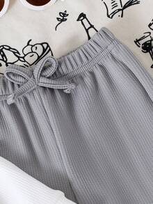 2 件女婴休闲白色长袖运动衫 + 裤子套装，秋冬 - 白色 - 查看 6