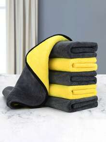 5片/10片装方形干吸水毛巾，加厚吸水珊瑚绒汽车清洁布，双面高密度汽车清洁毛巾 - 彩色 - 查看 2