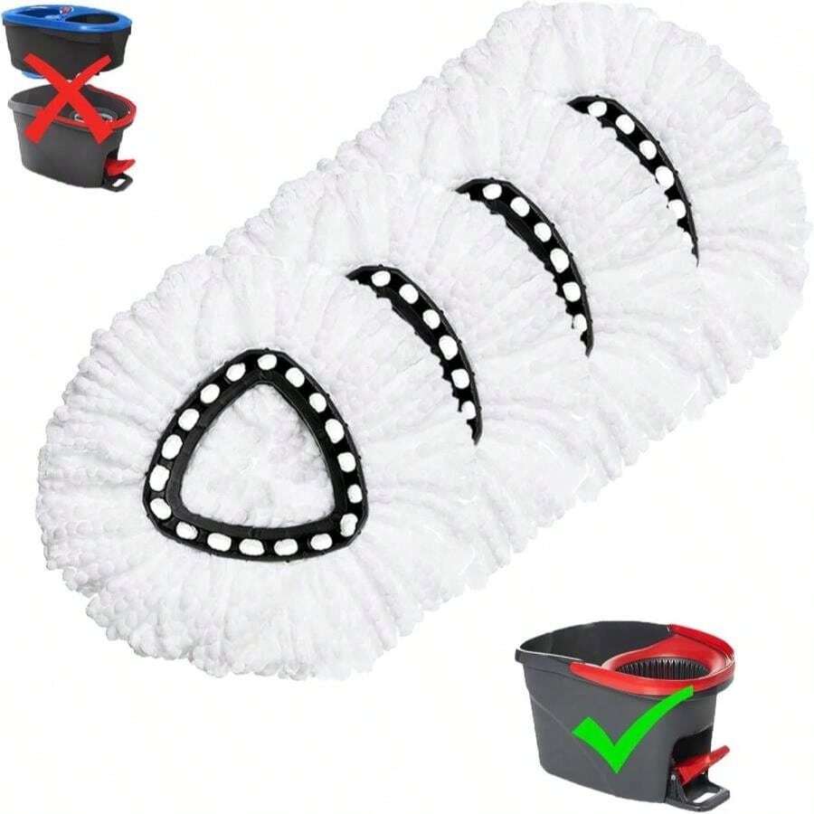 4 Pack Mop Replacement Heads For O-Ceda EasyWrin Spin Mop, Microfiber Spin Mop Refills, Easy Cleaning Mop Head Replacement - MàuC - Xem 1