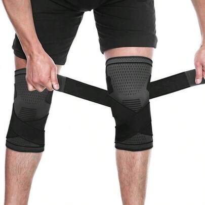 Rodilleras Deportivas, 2 Piezas Rodilleras de Soporte Transpirables Rodilleras de Compresin Antideslizante Elastica Ajustable con Tensin de la Banda Rodilla Protector para Correr, Gym, Basquetbol, Voleibol, Bicicleta Montaa y Actividades Deportivas