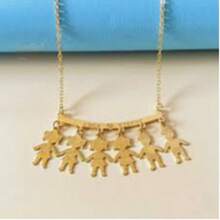 Colar Feminino com Seis filhos Netos Família Afetivo Menino Menina com Caixinha Para Presente - Dourado - Visão 3
