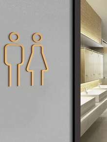No Drilling, Easy To Install 3D Acrylic Men's And Women's Restroom Signs With Adhesive Backing - Multicolor - View 2