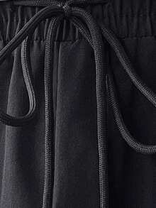 1 chiếc quần thể thao nam thời trang phối màu tương phản, thiết kế dây rút ở eo, có túi và họa tiết, ống quần thẳng, thoải mái, nhẹ và nhanh khô, phù hợp cho mọi mùa. - màu đen - Xem 3