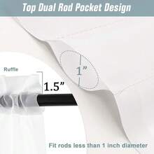 Extra Wide White Sheer Curtains For Window 96 Inches Long 2 Panels Set, Elegant Light Filtering Voile Sheer Curtains For Sliding Glass Door, Dual Rod Pocket Window Drapes, 2x59Wx96L Inches,59inchWx96inchL(Packof2),White - White - View 4