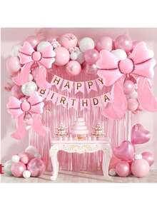 1个超大粉色蝴蝶结气球，68英寸巨型哑光浅粉色金属箔蝴蝶结气球，适用于蝴蝶结装饰、生日、情人节、家庭生日派对、婚礼、摄影装饰、公主主题生日派对、新娘送礼会、单身派对装饰、周年纪念、下午茶派对、婴儿派对用品、女孩房间装饰、婴儿派对装饰 - 粉色 - 查看 10