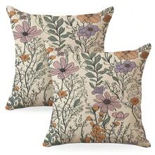 2 Pieces Aesthetic Flower Pillow Covers 18x18, Throw Pillow Covers, Pillowcase For Home Office Living Room Bed Sofa Couch Decor, Aesthetic Vintage Floral Cushion Cover For Party Houswarming Gift,Flower842 - Hoa842 - Xem 1