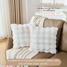 Beige Print Faux Fur Fluffy Pillowcases,Pl 11ush Shaggy Soft Pillow Cover, Fuzzy Decorative Cushion Pillow Cases, Furry Pillow Shams For Bed Sofa Bedroom,Set Of 2-20x26 Inch,26inchx20inch(Packof2),Beige - 米色 - 查看 6