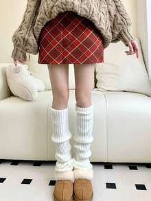6 pares de calentadores de piernas cómodos para mujer, de punto a rayas verticales, dulces y sencillos, versátiles calentadores de piernas - Multicolor - Ver 2