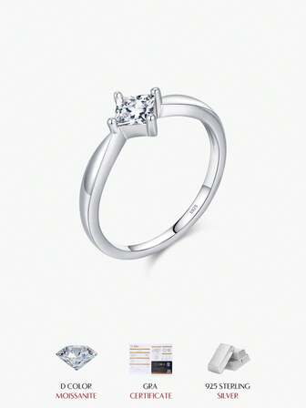  MODIAN D Color VVS1 Square Moissanite Ring 925 Sterling Silver Dazzling Wedding Band Rings For Women Fine Jewelry Gifts