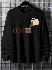 1pc Men's Casual Daily Letter Print Long Sleeve T-Shirt, Fashionable , Showcases Your Style - Black - View 2