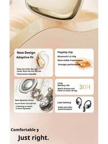 Lenovo TA320 Bluetooth Headphones: Noise Canceling, Sports & Running, Long Battery Life, High Sound Quality, Open-Type Wireless Bluetooth Headphones - Moon Rock White - View 2