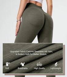 GILLYA Contour 2.0 sin costuras para levantamiento de glúteos y cintura alta para ropa deportiva, yoga, gimnasio - Verde oscuro - Ver 2