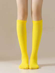 1 Pair Children's Solid Color Knee-High Socks, Girls' Dance Performance Leg Warmers, Boys' Casual Versatile Sports Socks, Suitable For 9-16 Years Old Boys And Girls - Multicolor - View 7