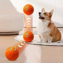 Jouet électrique pour chien de compagnie - Boule de promenade automatique pour chien, jouet interactif en silicone, rechargeable par USB, convient aux races moyennes, batterie lithium-polymère, fonctionnement à basse tension, boule de compagnie à rebonds motifs - Multicolore - Voir 2
