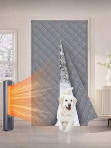 1pc Magnetic Thermal Insulated Door Curtain - Waterproof, Windproof, Noise Reducing, Quilted Design And Wider Edges For Perfect Fit - Easy Installation No Drilling (Hook And Loop/Pushpin Flexible) - Available In Multiple Widths (90cm - 120cm) And 210cm Height, Suitable For Home Decor All Year Roun - Multicolor - View 2