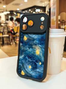 1 pieza Funda de teléfono con diseño de cielo estrellado en estilo pintura artística ideal para amantes del arte y la noche mágica TPU soft case, protección completa antideslizante y anti-caída, compatible con iPhone17 ProMax/16/15/14/13/12/11/Plus/Pro/ProMax, compatible con Galaxy A34/A35/A54/A55, Galaxy S20/S21/S22/S23/S24/S25 Ultra/Plus, compatible con Galaxy/Redmi/Honor/OPPO/ViVo - Blanco - Ver 5