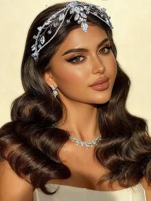 1pc Rhinestone Headband, Fashionable Bridal Wedding Hair Accessory Suitable For Banquet, Party, Holiday Wear Valentine's Day Accessories - Silver - View 8