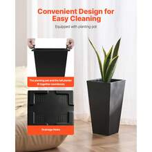 Blumentopf, 2er Set, Großer Pflanzentopf 570 mm, Modernes Design, Integriertes effizientes Drainagesystem, Pflanzenkübel, Blumenkübel, Topf für Veranda, Patio, Außen, Innen, Schwarz - Quadratisch-pyramidal, 22 Zoll - Übersicht 2