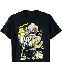X1M1en Storm Action Pose Graphic T-Shirt With Cap 220g Men's Basic Cotton T-Shirt, 220g With A Unique Softness. Suitable For A Variety Of Body Types, For Both Women And Men. Firm, High-Quality Fabric, Ready For Any Pattern, Soft To The Touch But Designed To Last. Lightweight Outerwear For Women, Autumn Wear, Vacation Wear, Women's Halloween Costumes. - 黑色 - 查看 1