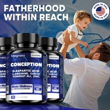 MEGNETA Men'S Fertility Support For Pre-Conception - Zinc, CoQ10, L-Arginine, Tongkat Ali For Motility And Men's Health - 60 Capsules - Three bottles - The best option - 查看 1