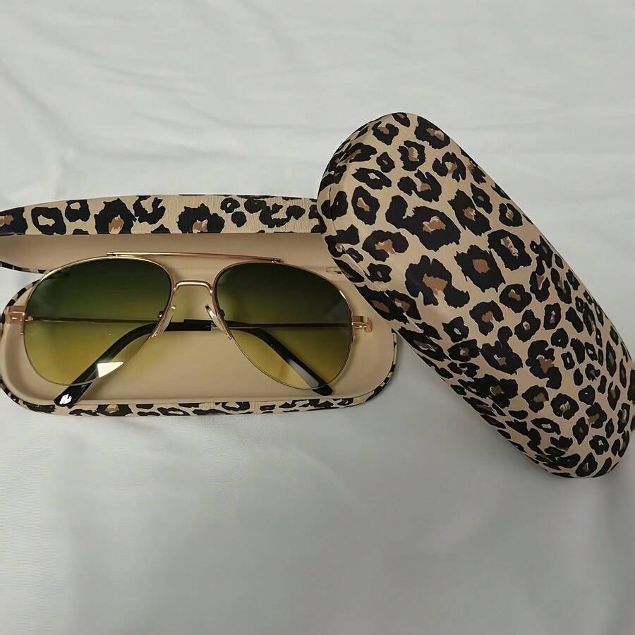 Durable Leopard Print Glasses Case - Black And Beige Animal Print, Anti-Drop And Pressure-Resistant Protection, Portable Storage Box, Suitable For Men And Women - Ideal Gift For Glasses Enthusiasts, Cute Fashion Accessory, Pressure-Resistant Material - 1 - View 1