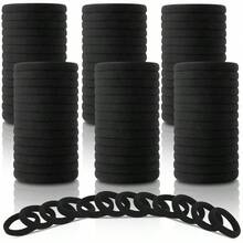 200 Count Black Hair Ties For Women Girls, Elastic Ponytail Holders, Cotton Seamless Hair Bands, No For Thick Hair, 1.8 Inch In Diameter (Black) - 黑色 - 查看 3